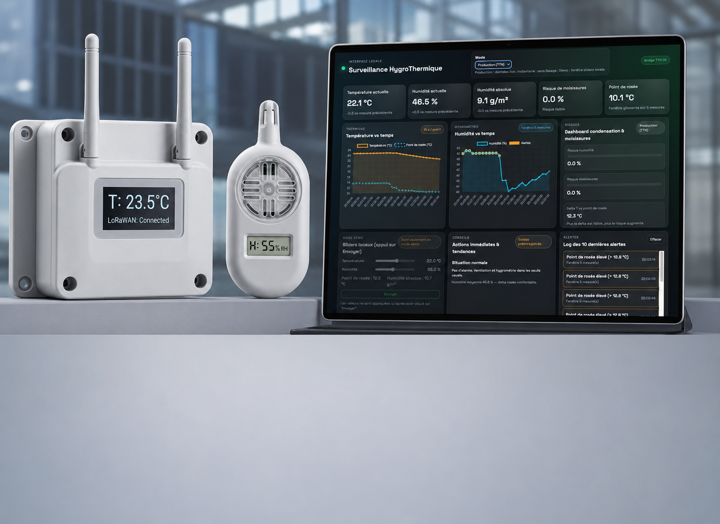 DampAlert — capteurs LoRaWAN et dashboard