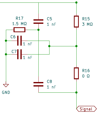 Schéma du filtre réjecteur double-T à 50 Hz