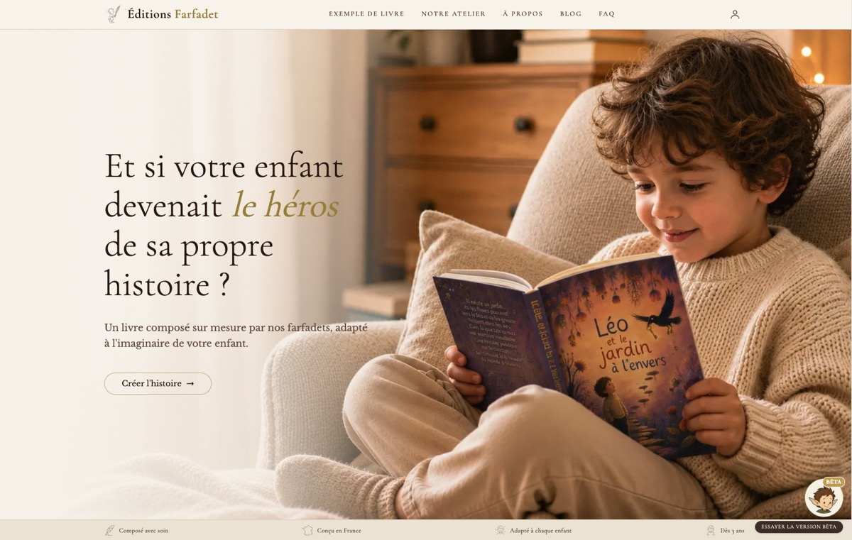 Page d'accueil du site Éditions Farfadet