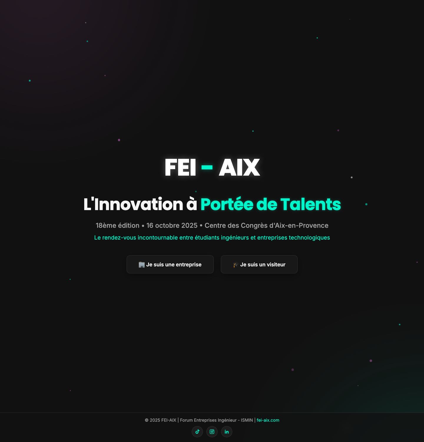 Page d'accueil du site vitrine FEI Aix