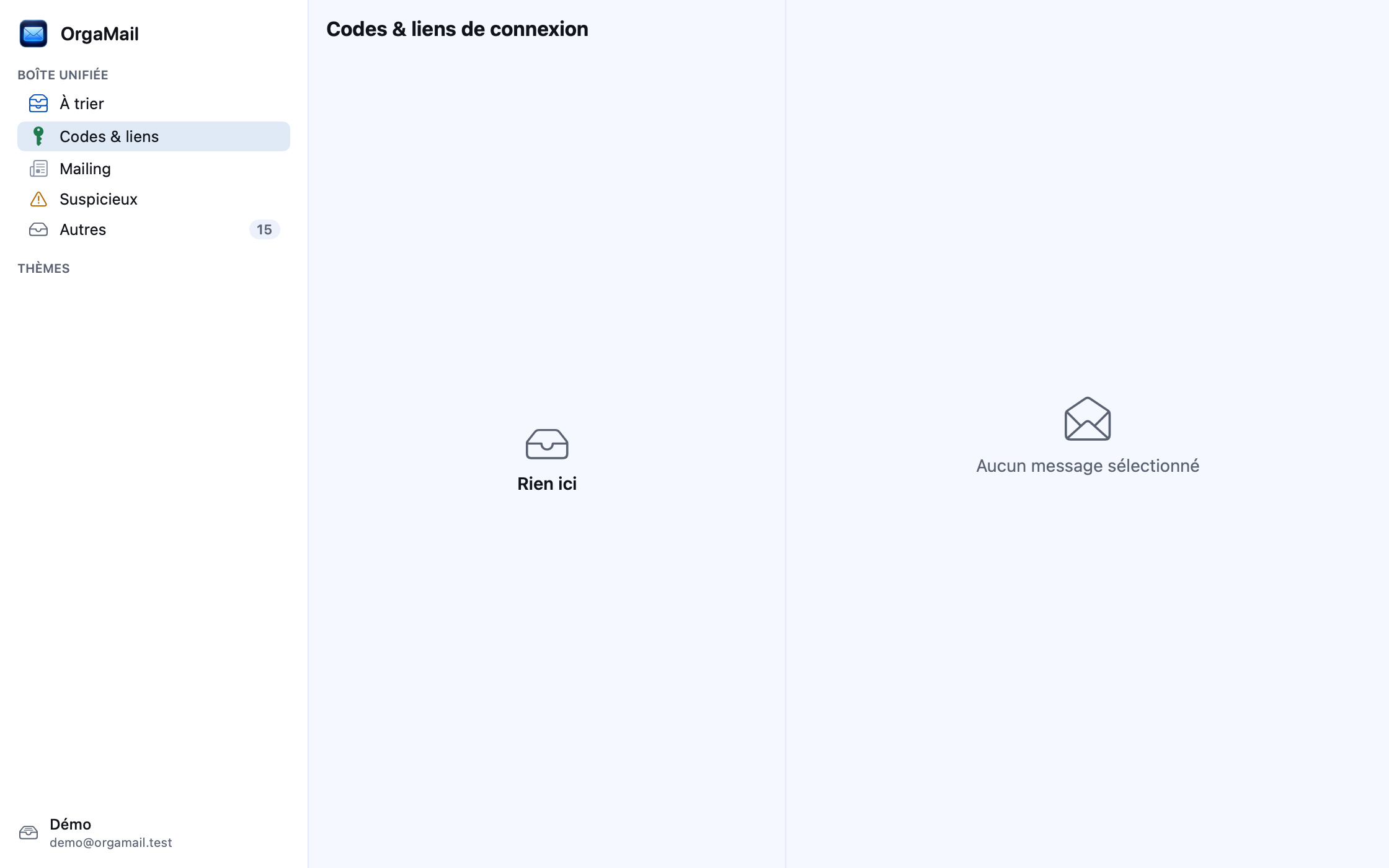 Catégorie codes et liens de connexion